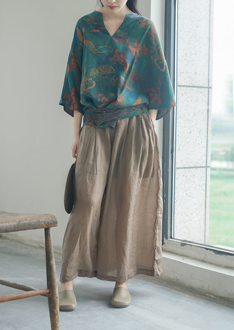 Silk Fragrant Cloud Yarn Printed Cocoon Loose Qipao Cheongsam Top