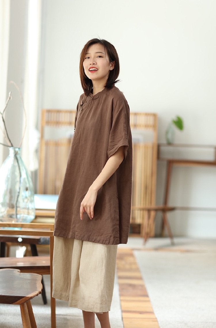 Simple Cheongsam Long Shirt