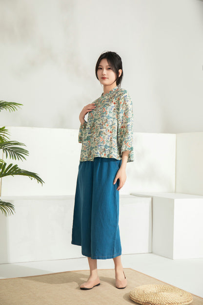 Refined Turquoise Floral Cheongsam