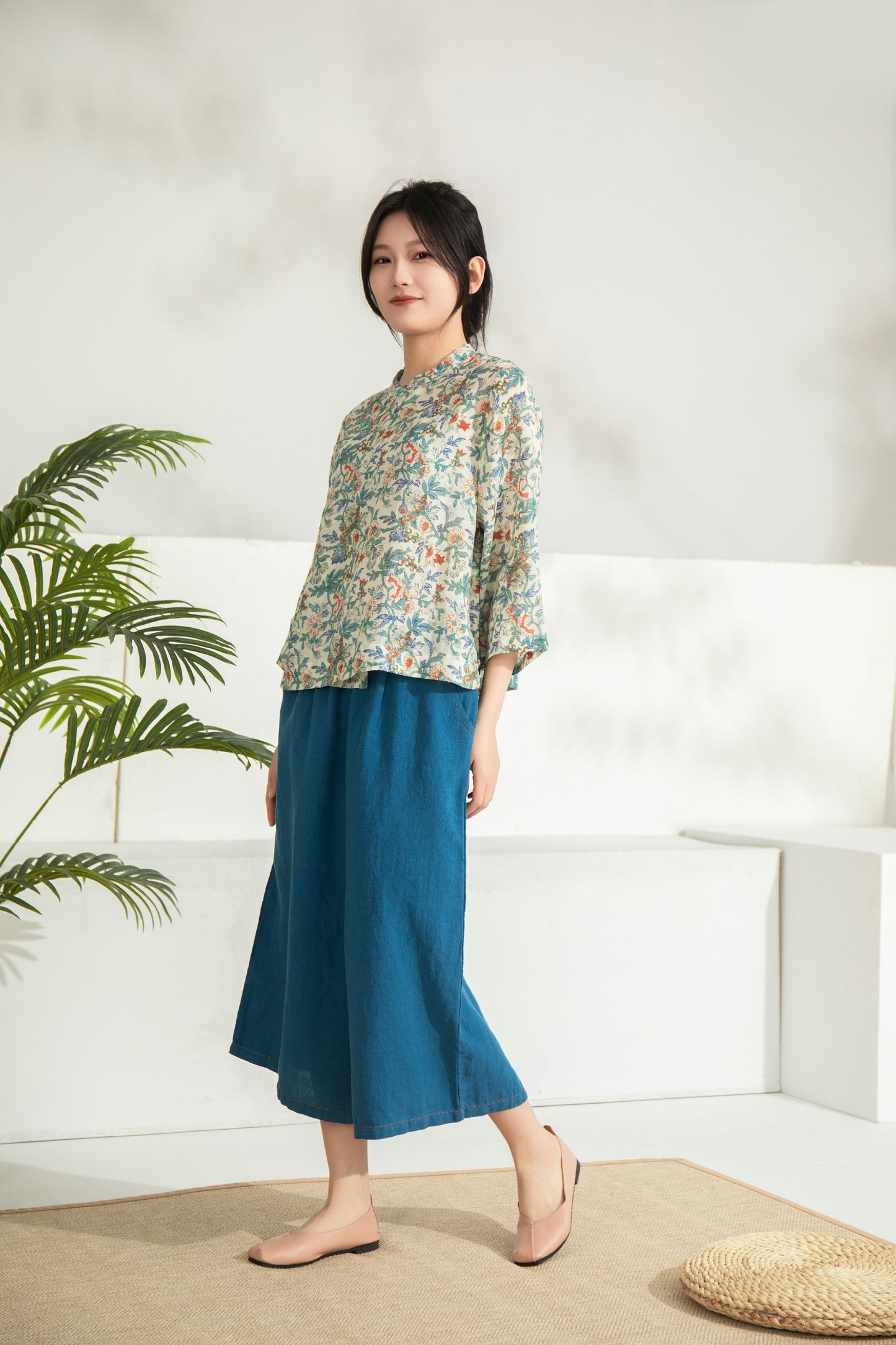 Refined Turquoise Floral Cheongsam