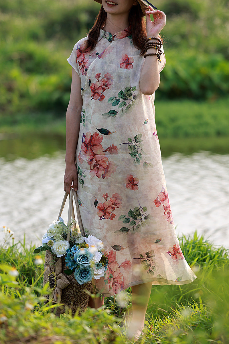 Natural Floral Casual Cheongsam